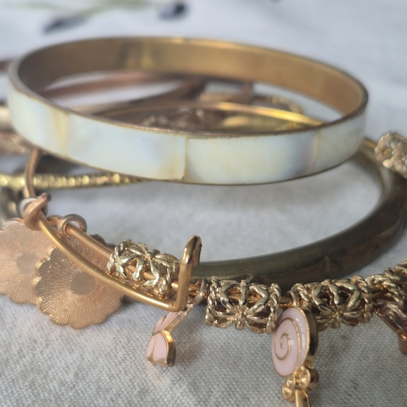 Gold and Pink Charm Bracelet Set - Picture 5 of 6